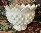 VINTAGE FENTON HOBNAIL SCALLOPED Candle Holder 4 in. Wide x3 1/2 In.  Tall-#149