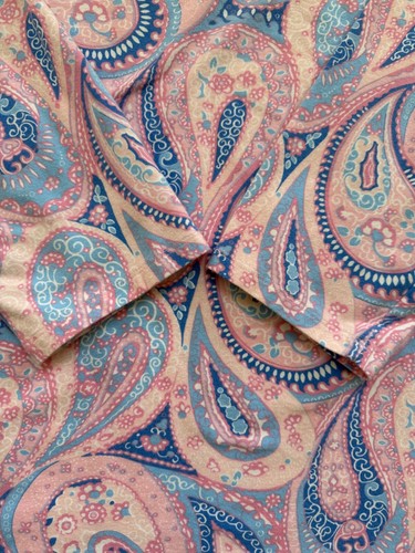 Talbots Sz XLP Pink Blue Paisley Floral Bateau Neck 3/4 Sleeve Cotton Tee Top - Picture 3 of 4