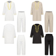 Boys 2Pcs Look Elegant Custume Daily Arabic Wear Fit Middle East Youth Suit