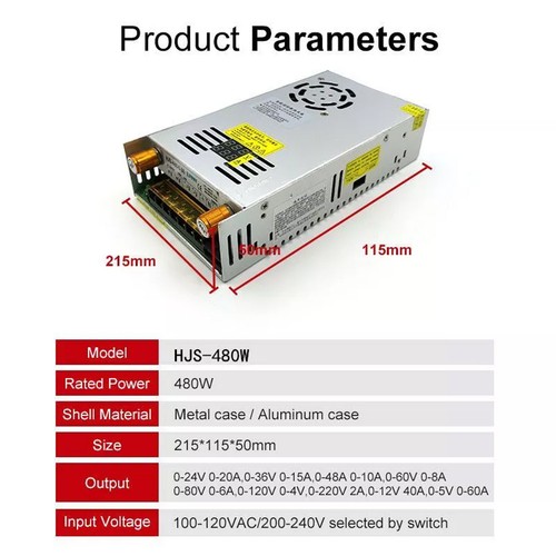 480W 0-24V 0-20A Digital Display Switching Power Supply Adjustable Voltage - Picture 3 of 15