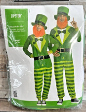 New Zipster St Patricks Day Leprechaun 1 Hooded Jumpsuit Adult L/XL COSTUME