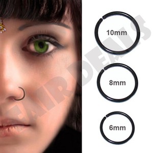 black anodized small thin 0 6mm thick 6mm 8mm 10mm nose ring hoop smallest nose ring size