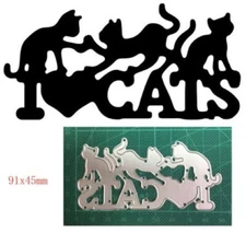 I LOVE CATS Pets Kittens Metal Cutting Die Card Making Scrapbook Pages
