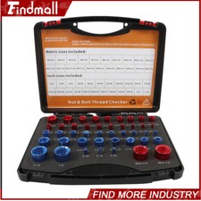 Findmall 44Pcs Inch  Metric Nut Bolt Thread Checker Identifier Thread Gauge Box