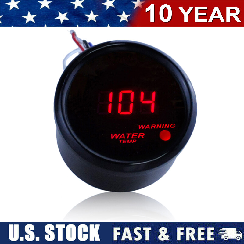 2" 52mm Car Red Digital LED Water Temp Temperature Gauge Meter Kit