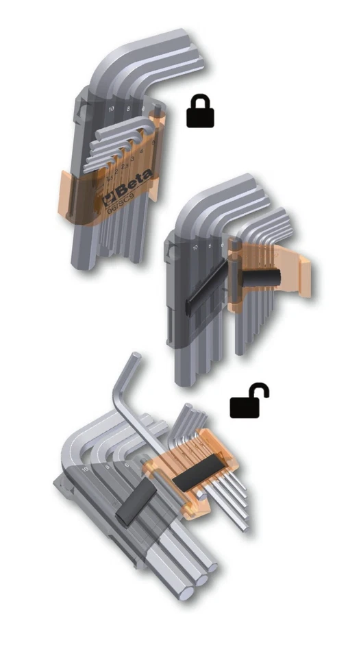 Beta 9 piece Offset Hex Key Wrench Set, Metric 1.5 - 10mm Allen Keys - 96/SC9 - Image 2 of 2
