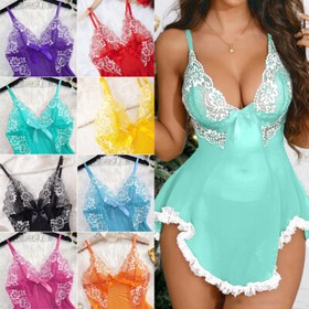 Women's Sexy-Lingerie Babydoll G-string Sleepwear Underwear Lace Dress Nightwear