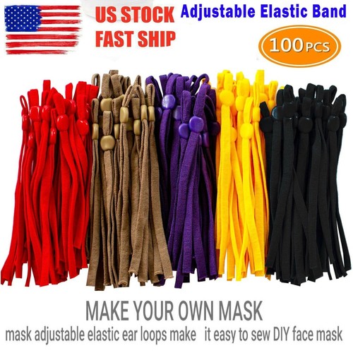 100 PCs Sewing Elastic Bands Cord Strap Loop with Adjustable Buckle for DIY Mask - Picture 52 of 60