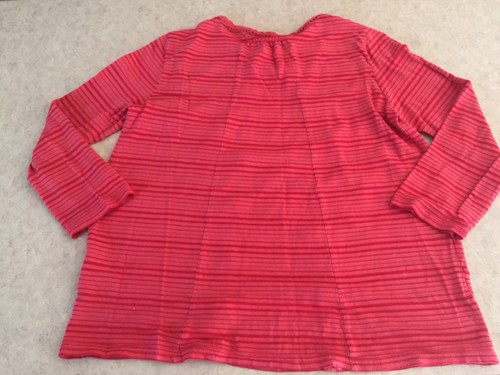 Women’s Lucky Brand Red Striped Lace Front 3/4 Sleeve Blouse Sz S SMall - Picture 6 of 11