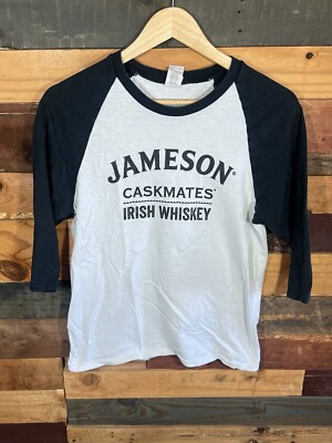 Retro Womens Jameson Whiskey themed White color 3/4 sleeve shirt Size S Gildan