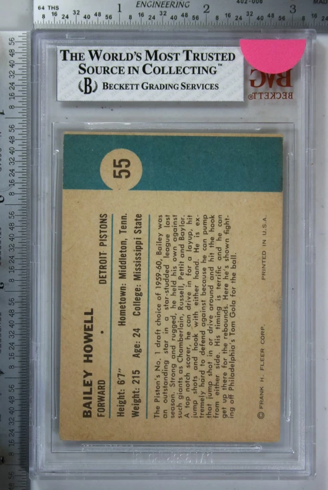 1961/62 FLEER BASKETBALL #55 BAILY HOWELL BVG 5 Solid Card with great eye appeal - Image 2 of 3