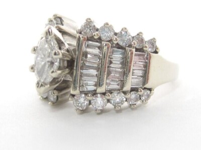 Cluster Wedding 2 Ct Marquise Cut Lab Created Diamond 14K White Gold Plated Ring