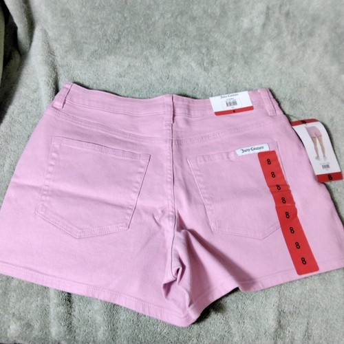 Juicy Couture Womens Chino Denim Shorts Size 8 Pink pockets Mid-Rise Zip NWT - Picture 8 of 12