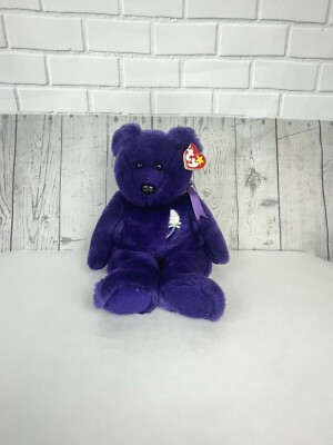  TY Beanie Baby PRINCESS DIANA The Purple Teddy Rare Vintage 14'' L Crown Royal