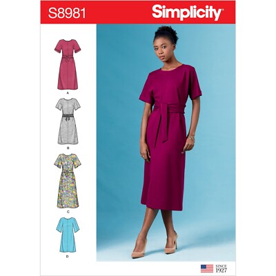 SIMPLICITY 8981 MISSES KLEIDER Nähmuster Größen 4-12 & 12-20 in 4 Stilen