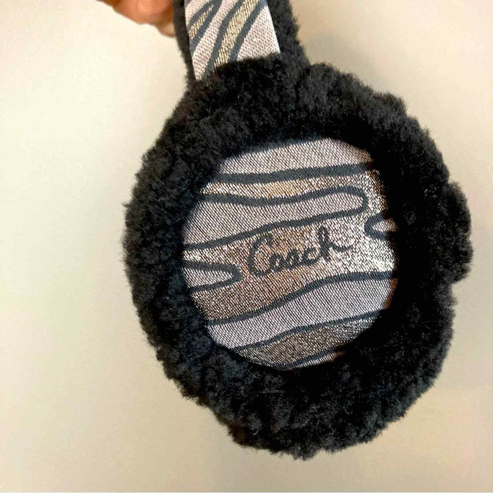 Coach earmuff shearling plush black with silver / gre… Gem
