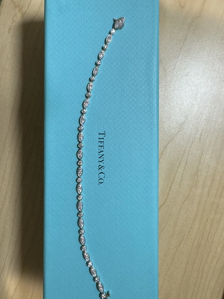Authentic Tiffany&Co. Jazz Bracelet Platinum Diamond 1.6ct - Image 3 of 4