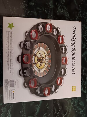 Roulette Drinking Game 16pcs set. Spinning Wheel 2 Balls and 16 Glasses. OPENBOX