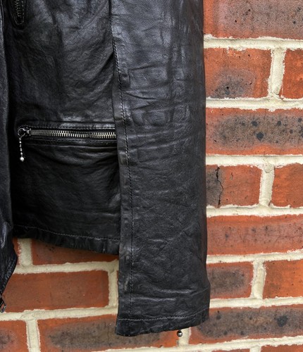 All Saints Mens REPLICA Leather Biker Jacket Large Moto Bomber Rock 4 - Picture 14 of 20