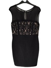 Ladies Black/Nude Wallis Sleeveless Bodycon Short Dress - Size 10 Petite