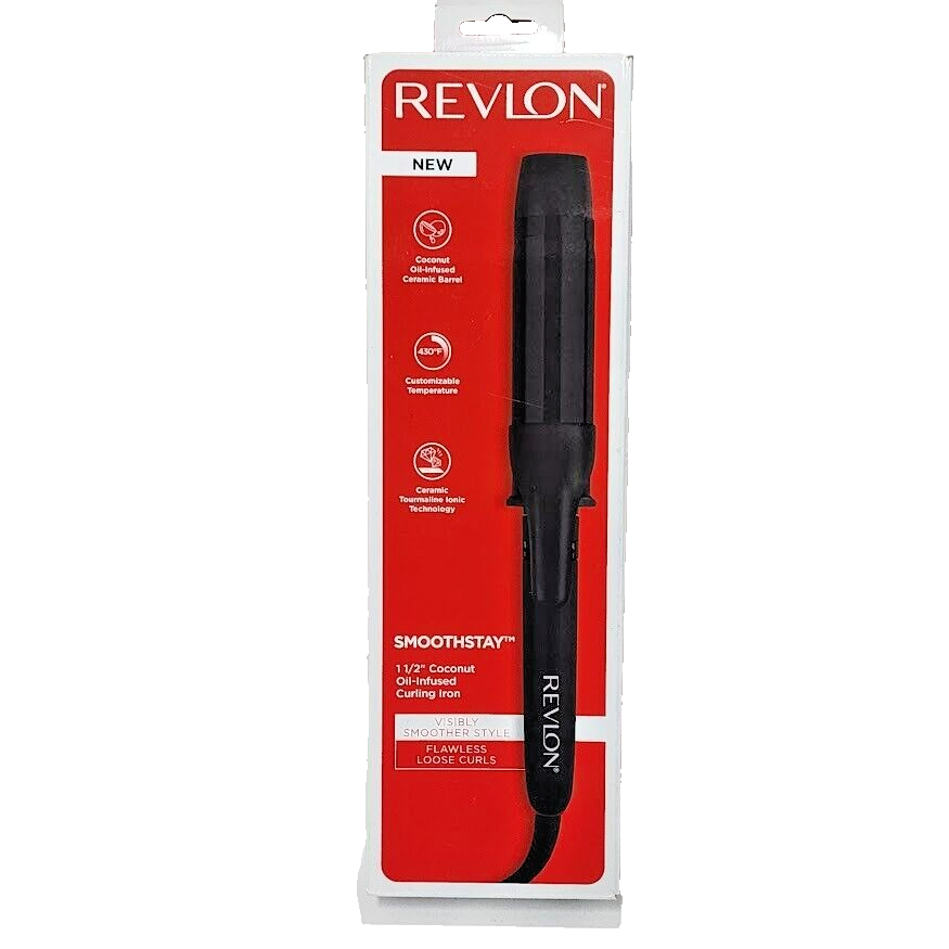Revlon Smoothstay 1.5 Inch Coconut Oil Curling Iron for Shiny Waves-image