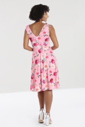 Hell Bunny Ana Rose Pink Floral V neck A Line Dress - Picture 3 of 9