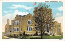 #H2255    FLINT,  MI.      POSTCARD,   ARMORY BUILDING
