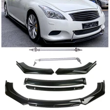 Gloss Black Front Bumper Lip Bod K Spoiler Strut Rod For INFINITI G35 G37