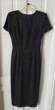 Vintage Donna Morgan Black Sheath Dress with Embroidered Waist Panel Size 4 EUC!