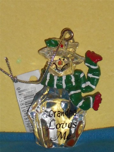GANZ SNOWMAN GRANDPA LOVES ME CRYSTAL ACRYLIC ORNAMENT NEW! - Picture 5 of 5