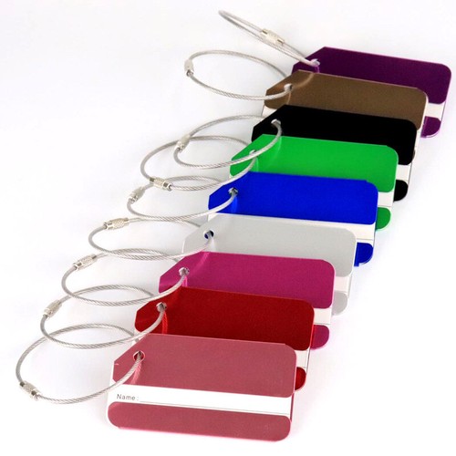 3X Aluminium Luggage Tags Label Secure Travel Baggage Suitcase Address Name ID↖ - Picture 5 of 19