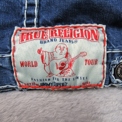 True Religion Jacket Mens 3XL Blue Jimmy Super T Denim Trucker Thick Stitch - Picture 24 of 24