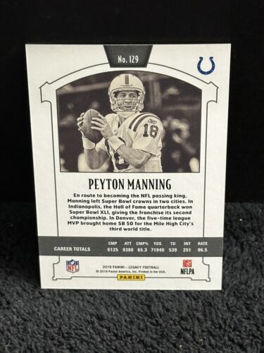 Peyton Manning 2019 Panini Legacy Legends amarillo/165 Colts patio - Imagen 2 de 2