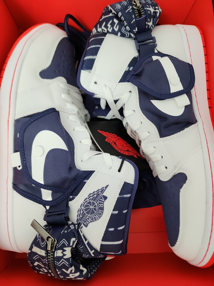 NIKE AIR JORDAN RETRO 1 UTILITY QUAI WHITE BLUE RED DV1717  display picture 2