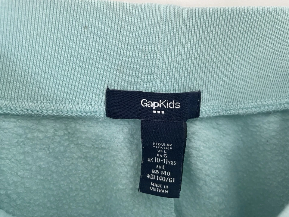 Gap Kids Girls Embroidered Sequin Logo Elastic Waist Pull On Jogger Pants Aqua L - Image 2 of 4