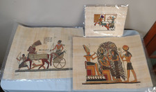 Egyptian Papyrus Paintings Lot of 4 2 15"x12" / 2 9"x7" Handmade