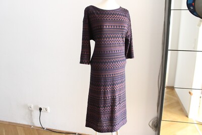 Zara Gr.S/36 zig zag Strick-kleid zick zack Tailliert leicht bunt bindeband