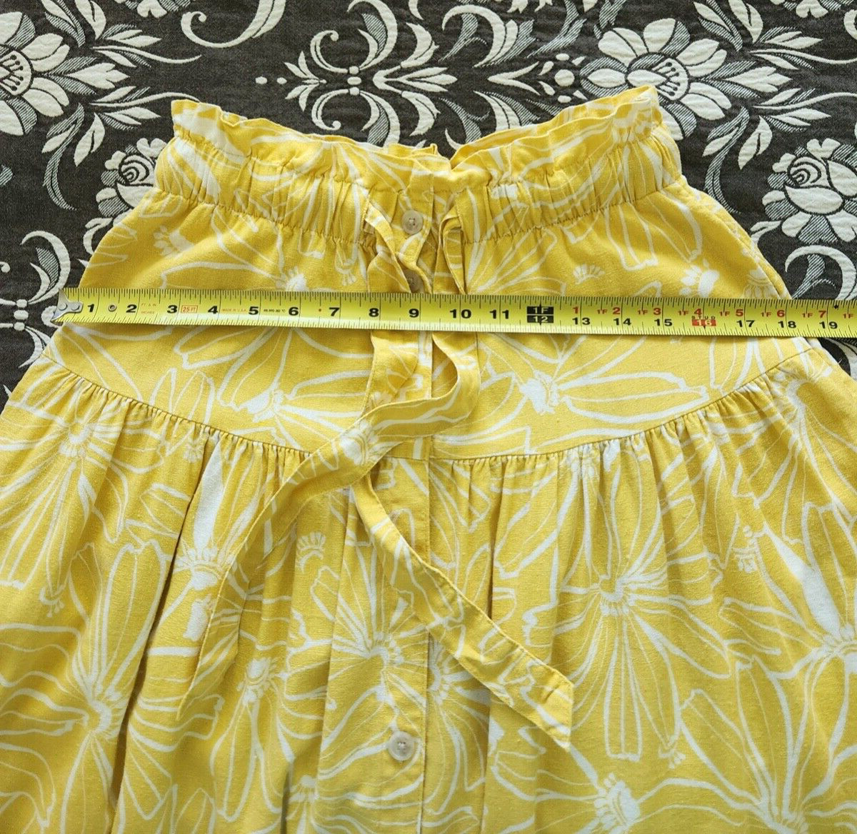 Universal Thread tie waist button front yellow mi… - image 10