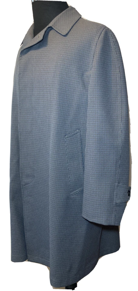 Vintage Houndstooth Raincoat Best Coat Company Boston All Weather Blue 42 S - Image 3 of 4