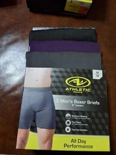 MEN'S ATHLETIC WORKS PERFORMANCE MESH BOXER BRIEFS 3 pk M 6" INSEAM NEW #2