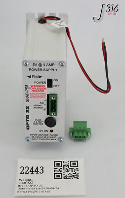 22443 OPTO 22 POWER SUPPLY, I/P: 95-130VAC, O/P: 5VDC (NEW) SNAP