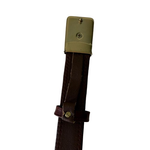 Vintage Red Eel Skin Leather Belt With Gold-Tone Rectangular Buckle - Picture 6 of 7