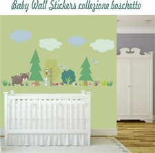 adesivi stickers pareti muri Bambini bosco insetti CM. 125X47