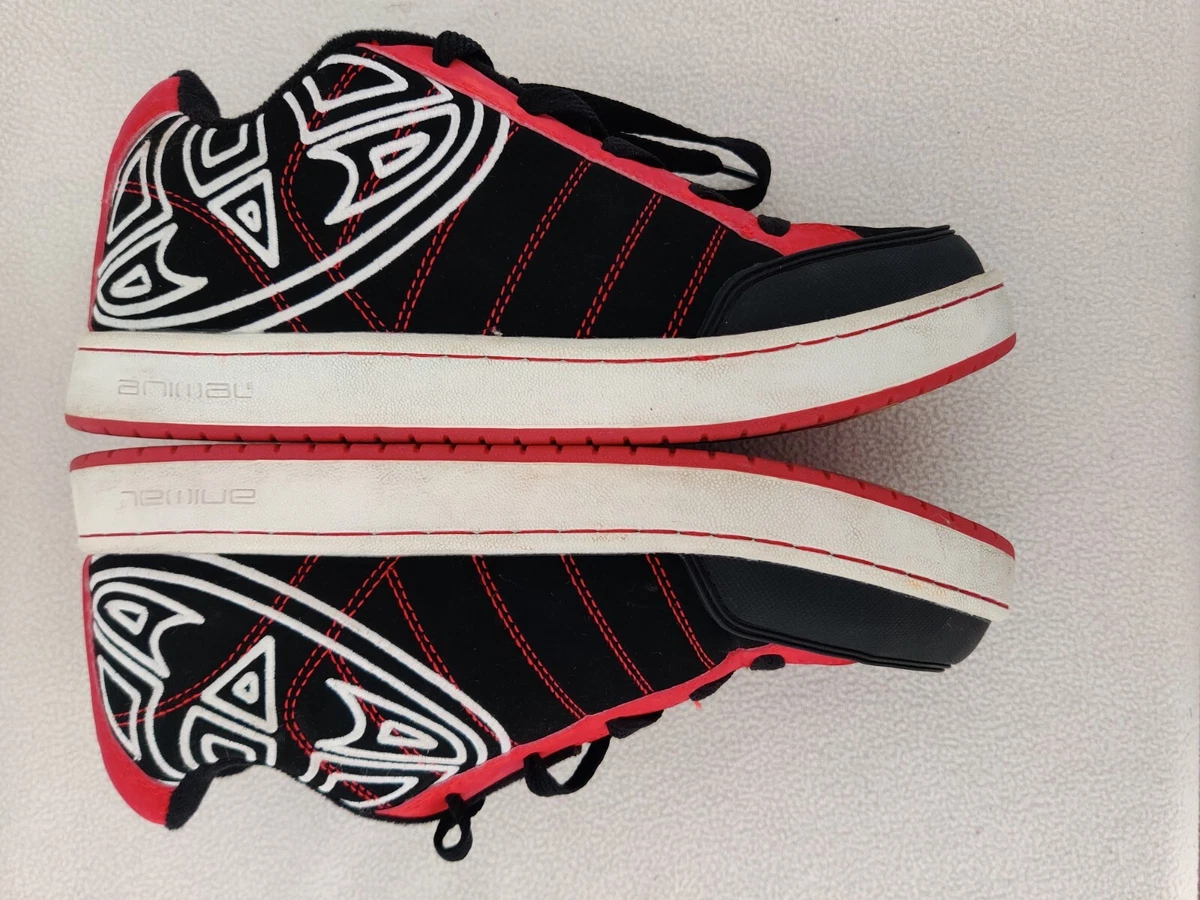 Animal Mitch Skate Shoes Trainers Black Red White UK6 EU39