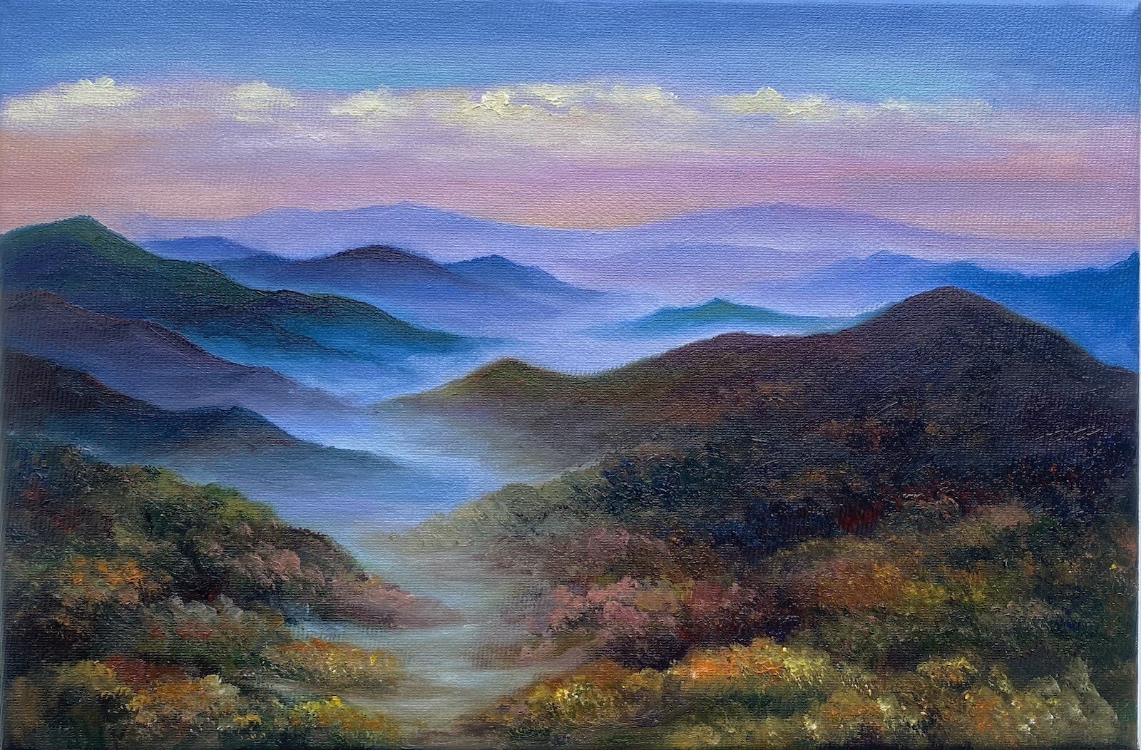 Original oil painting Smoky Mountains art Blue Ridge painting