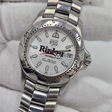 Orologio ESQ Swiss Dive Uomo Tono Argento Data Tondo Nuovo Batteria Rinker Pubblicità 