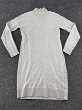Banana Republic Sweater Dress Womens XS Gray Mock Neck Long Sleeve Side Slit