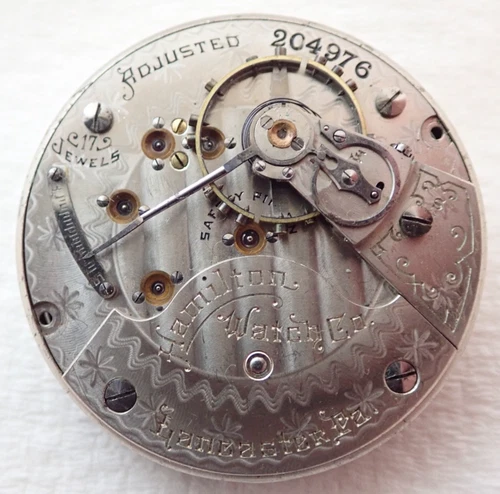 ANTIQUE 18s HAMILTON GRADE 934 17 JEWEL OPEN FACE POCKET WATCH MOVEMENT
