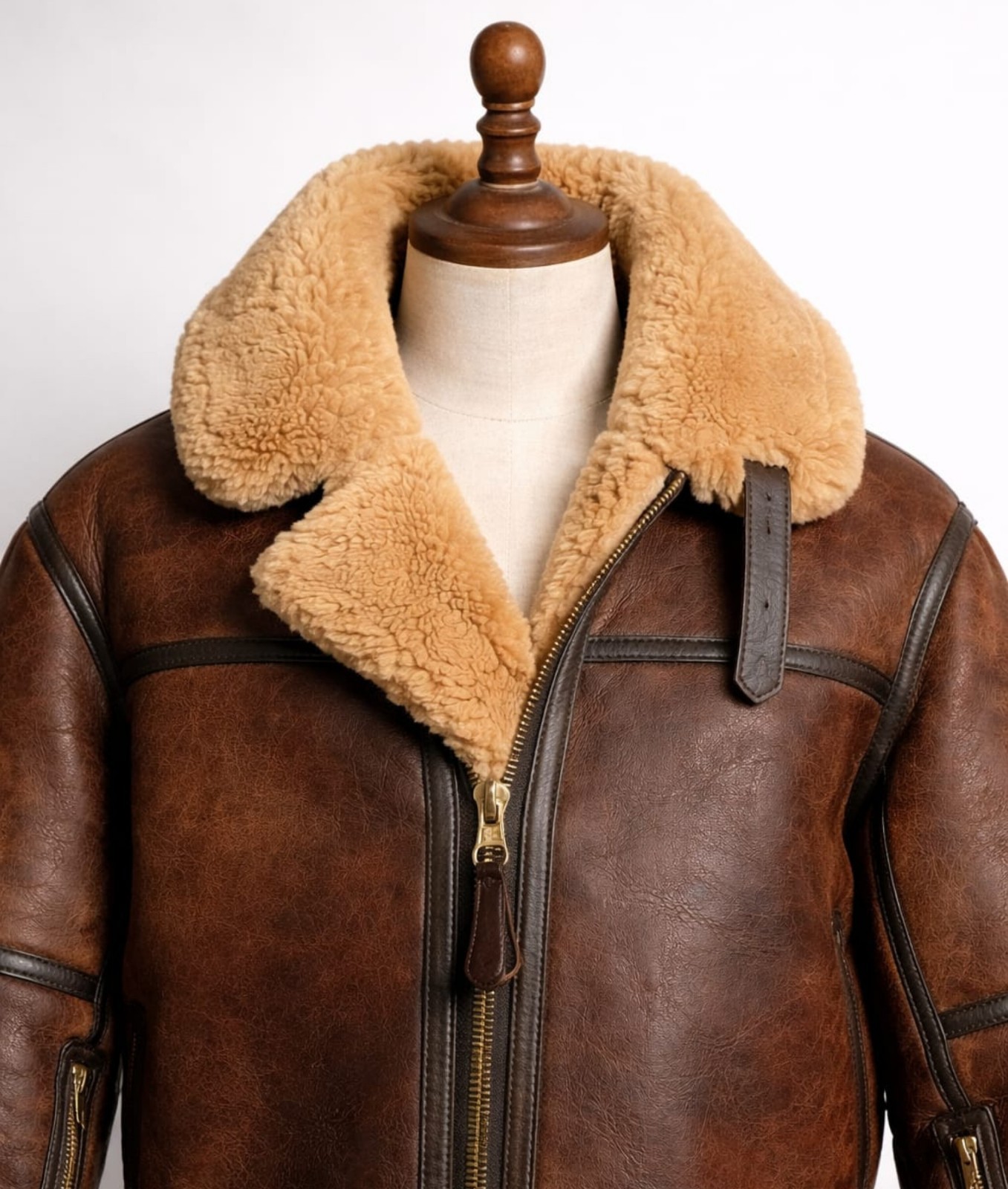 Men’s B3 RAF Sheepskin Flying Jacket – Irvin Aviator Shearling Leather Bomber Fl image 3