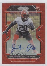 2021 Panini Prizm Rookie Red Wave 131/149 Jeremiah Owusu-Koramoah #389 Auto yw3